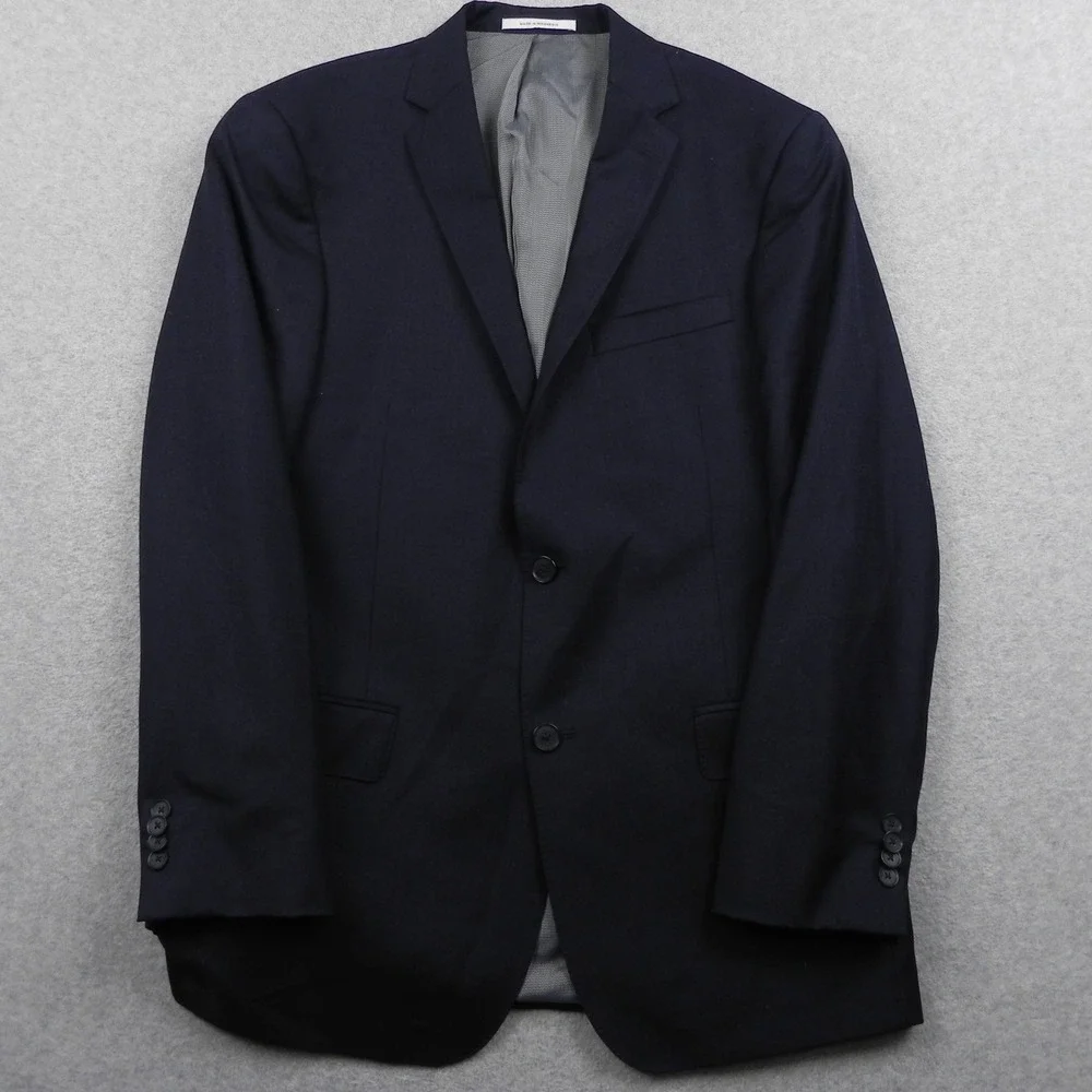 Murano Collezione Blazer Mens 42R Slim Fit Wool Navy Blue Sport Coat Suit Jacket